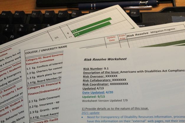 Risk:Resolve® Risk Summary Worksheets are part of the ERM for Higher Education process.